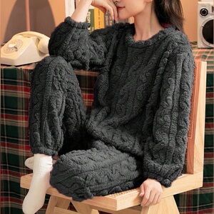 Bundle: 3 Super Cozy Chenille Pajama Sets • M/L • Soft Lounge Sleepwear